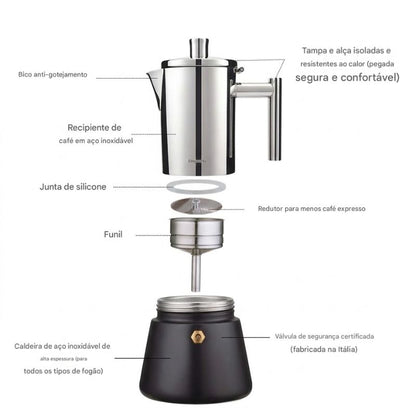 Cafeteira Italiana de Inox para Fogão e Indução