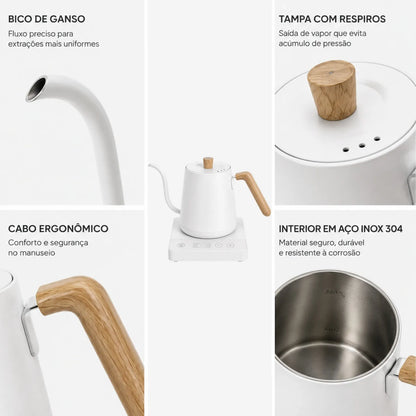 Chaleira Bruma Bico de Ganso Elegance Thermal Branca Bruma cafe e cha
