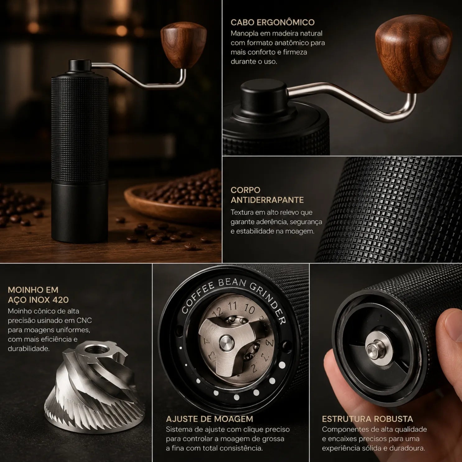 Moedor de Café Manual 20g para Espresso Bruma