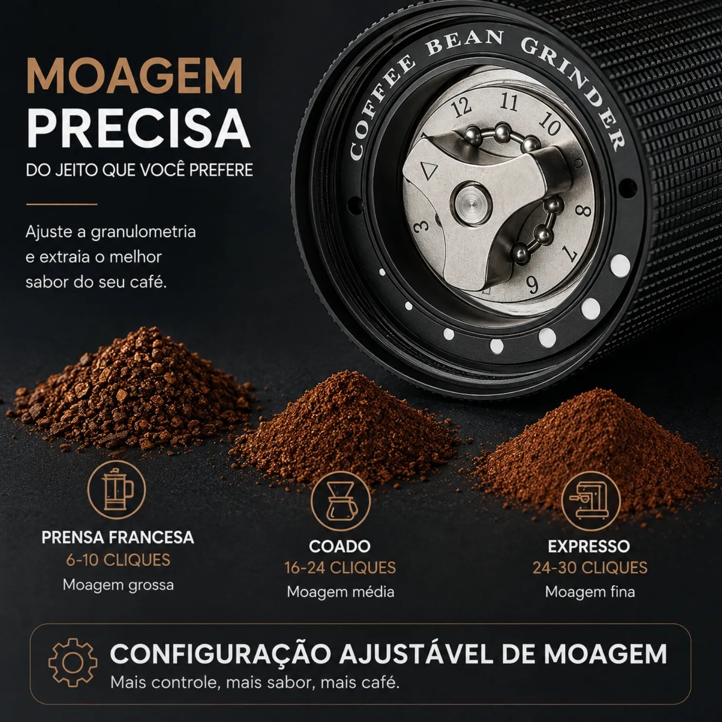 Moedor de Café Manual 20g para Espresso Bruma