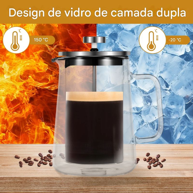 Prensa Francesa de Vidro Duplo Quente e Frio