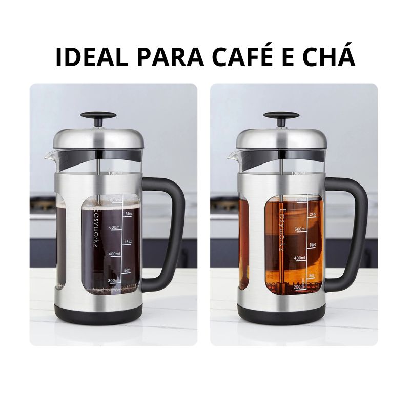 Prensa Francesa de Vidro para Café e Chá