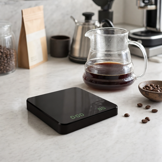 Balança Digital de Cozinha Portátil Bruma Atelier Precision em bancada premium