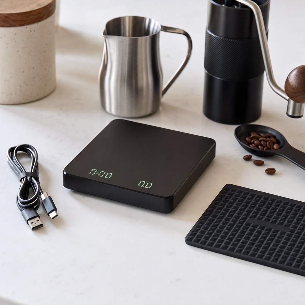 Balança Digital de Cozinha Portátil Bruma Atelier Precision compacta com cabo USB-C
