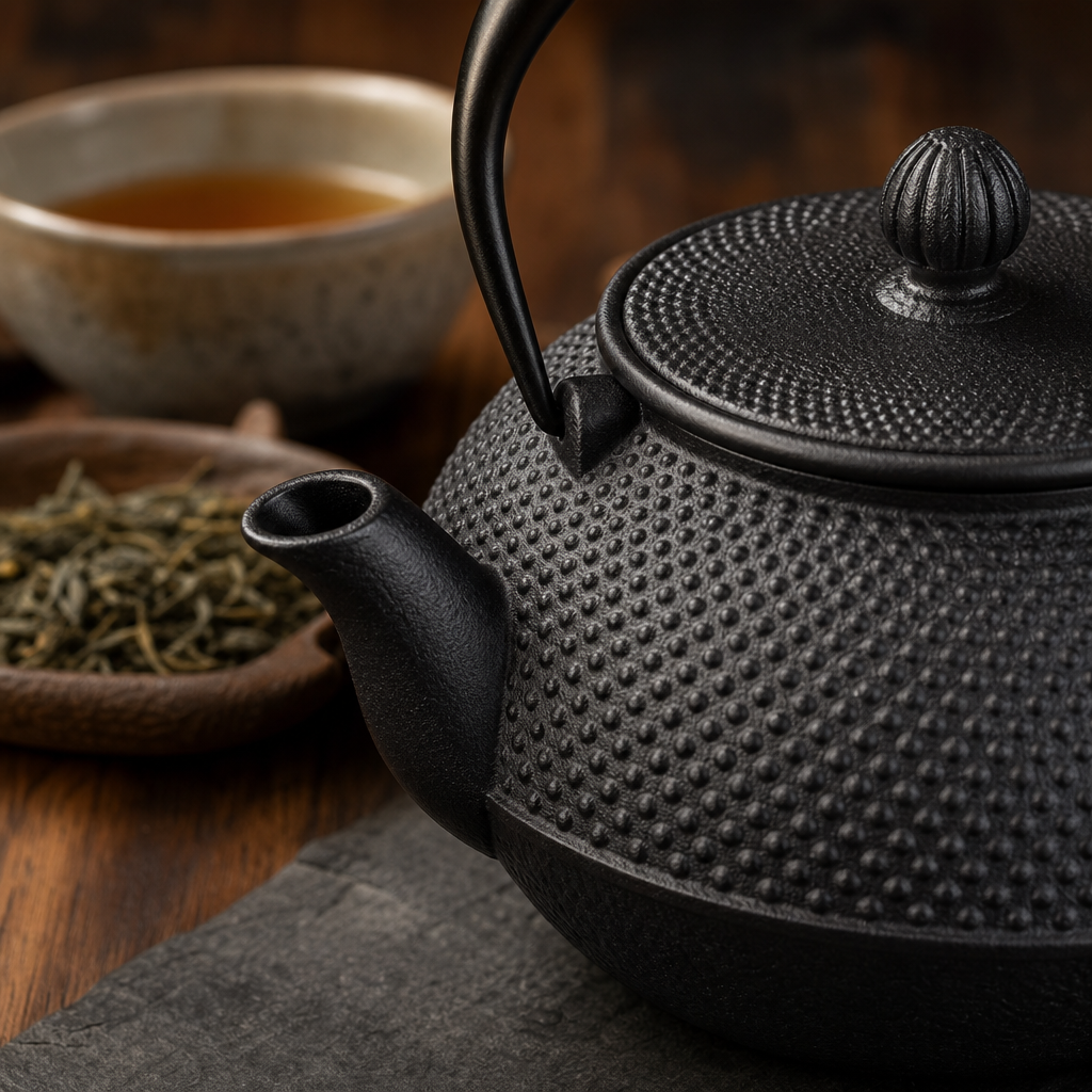 Bule de Chá de Ferro Fundido Estilo Oriental Bruma Akira - Detalhe do ferro fundido