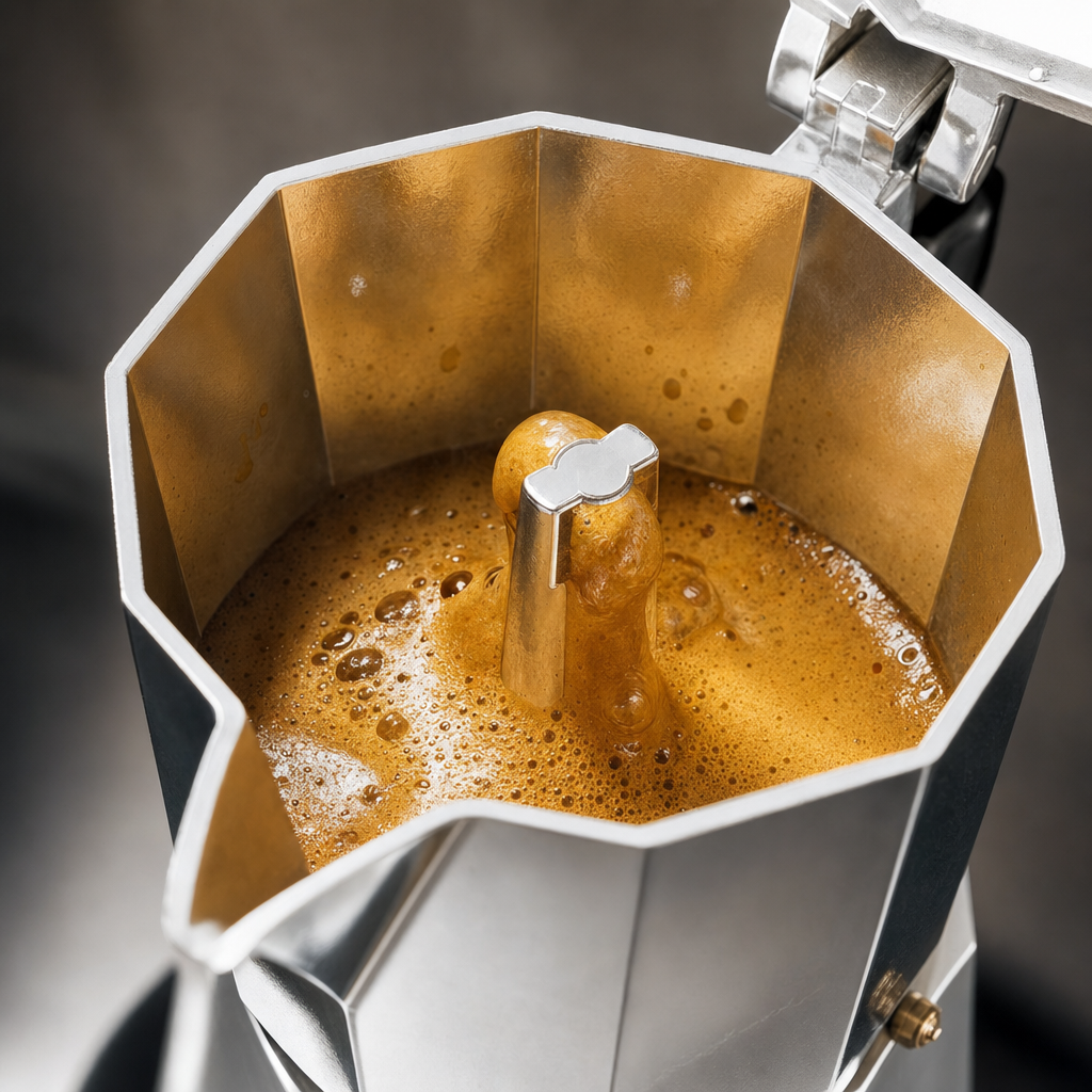 Cafeteira Italiana Bruma Belluno com extração e crema do café