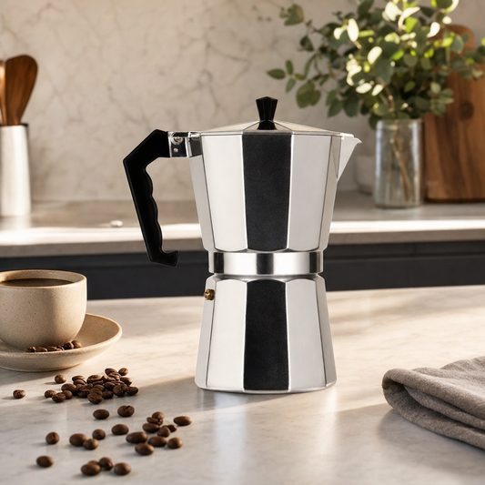 Cafeteira Italiana de Alumínio para Café Bruma Belluno em bancada premium