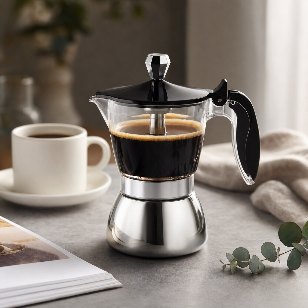 Cafeteira Italiana Moka em Aço Inox Bruma Milano - Hero premium
