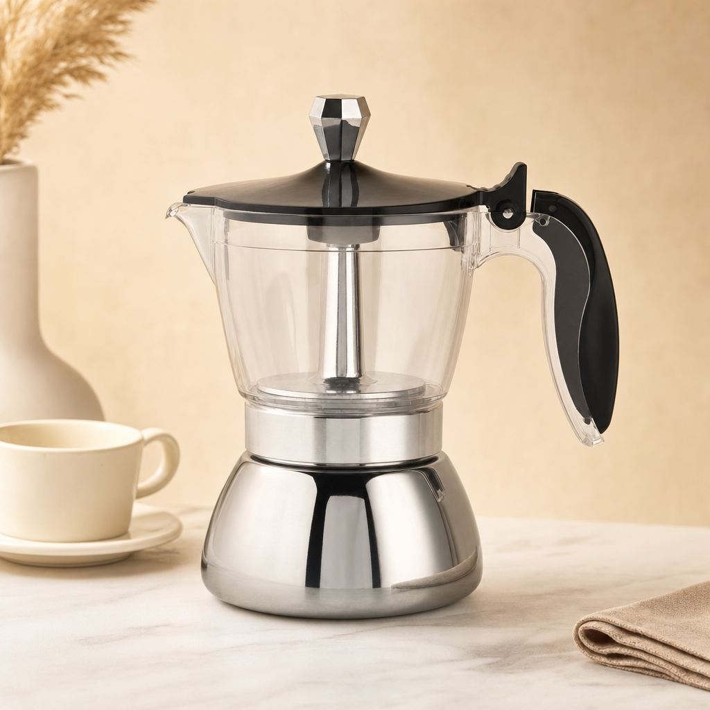 Cafeteira Italiana Moka em Aço Inox Bruma Milano - Produto completo
