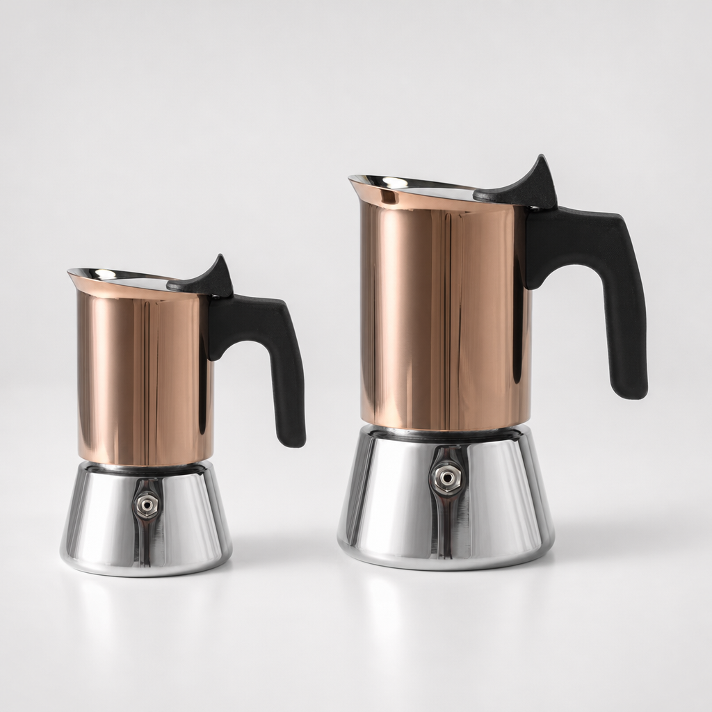 Cafeteira Italiana Moka Inox Premium Bruma Rose Gold - Capacidades disponíveis