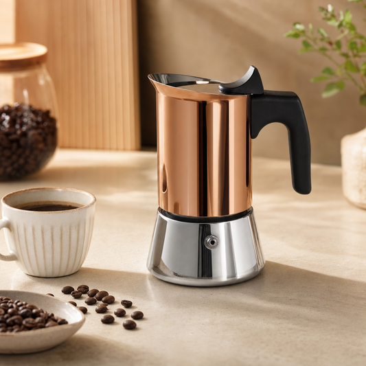 Cafeteira Italiana Moka Inox Premium Bruma Rose Gold - Hero premium