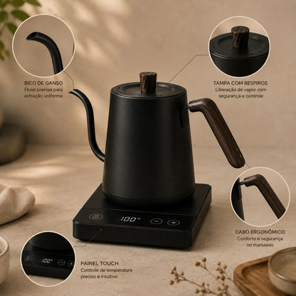 Chaleira elétrica Bruma Elegance Thermal com bico de ganso para café coado