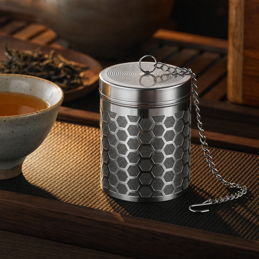 Infusor de Chá em Aço Inox Bruma Malha Fina com Corrente Longa - Hero premium