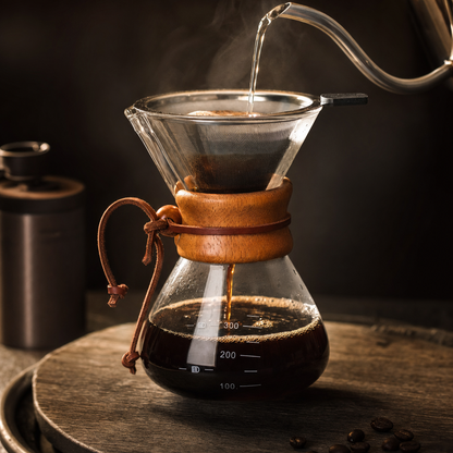 Extração de café filtrado na Jarra de Café Bruma Orvieto